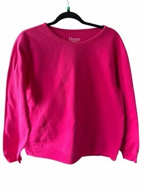 Hanes Vibrant Pink Crewneck Sweatshirt size large
